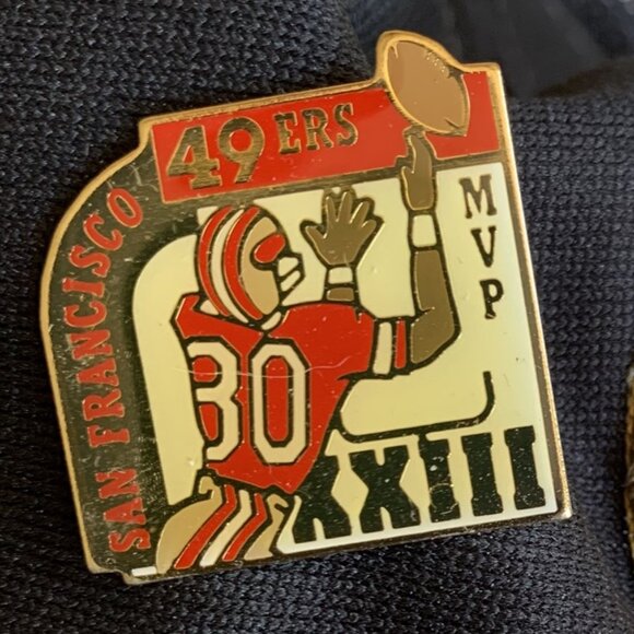 VTG SF 49ERS Snapback Cap M/L Embroidered Gold Helmet Patch & 4 Collectable Pins - Picture 7 of 10